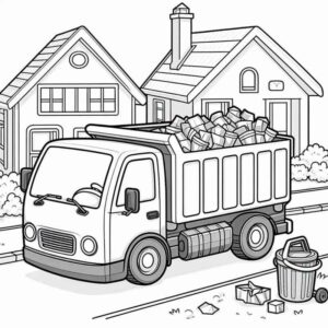 Desenho de Caminhao Lixo Coleta Cidade
