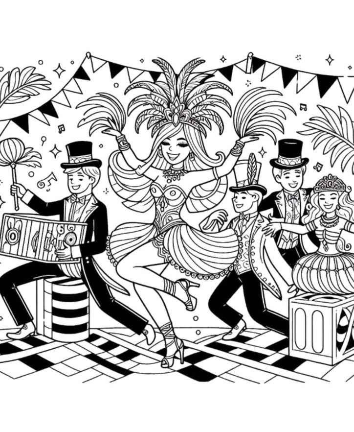 Desenho de Carnaval Desenho Colorir Imprimir 077