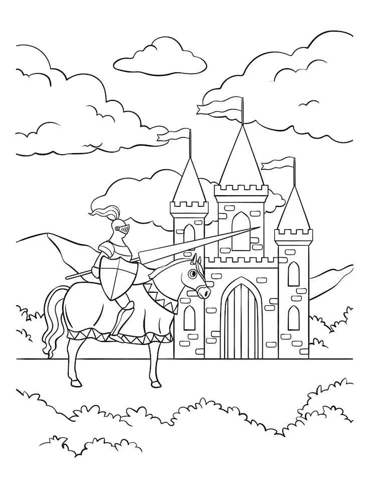 Desenho de Castelo Desenho Colorir Imprimir 03