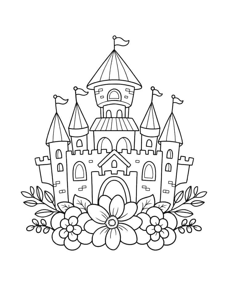 Desenho de Castelo Desenho Colorir Imprimir 04