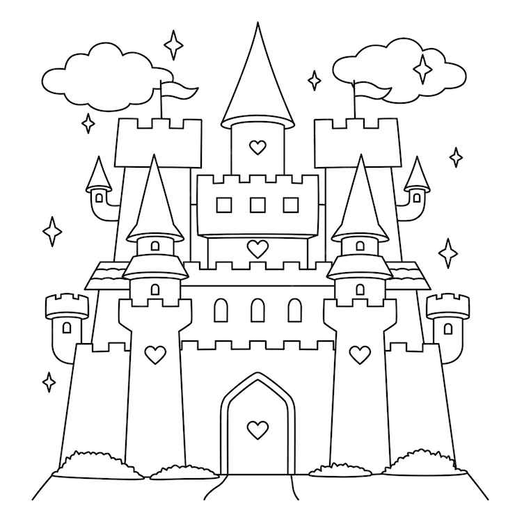 Desenho de Castelo Desenho Colorir Imprimir 05