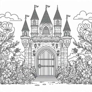 Desenho de Castelo Medieval Detalhado Colorir