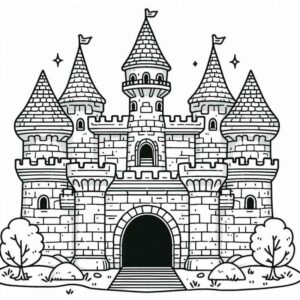 Desenho de Castelo Medieval Detalhado Para Colorir 1