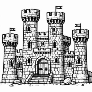 Desenho de Castelo Medieval Imponente Para Colorir