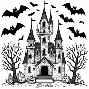 Desenho de Castelo Sombrio Misterioso