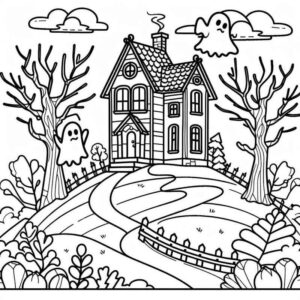 Desenho de Cena Classica Halloween Colorir