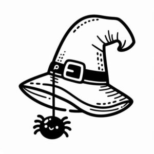 Desenho de Chapeu Bruxa Aranha Feliz