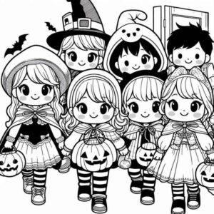 Desenho de Criancas Fantasiadas Halloween
