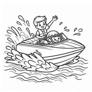 Desenho de Criancas No Barco Para Colorir