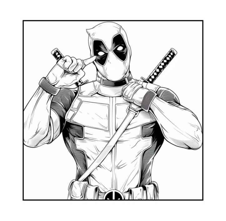 Desenho de Deadpool Desenho Colorir Imprimir 016