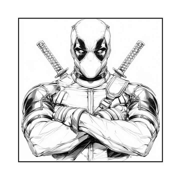 Desenho de Deadpool Desenho Colorir Imprimir 022
