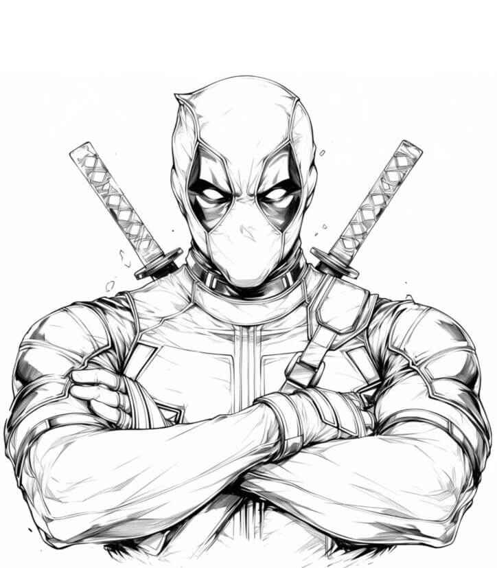 Desenho de Deadpool Desenho Colorir Imprimir 023
