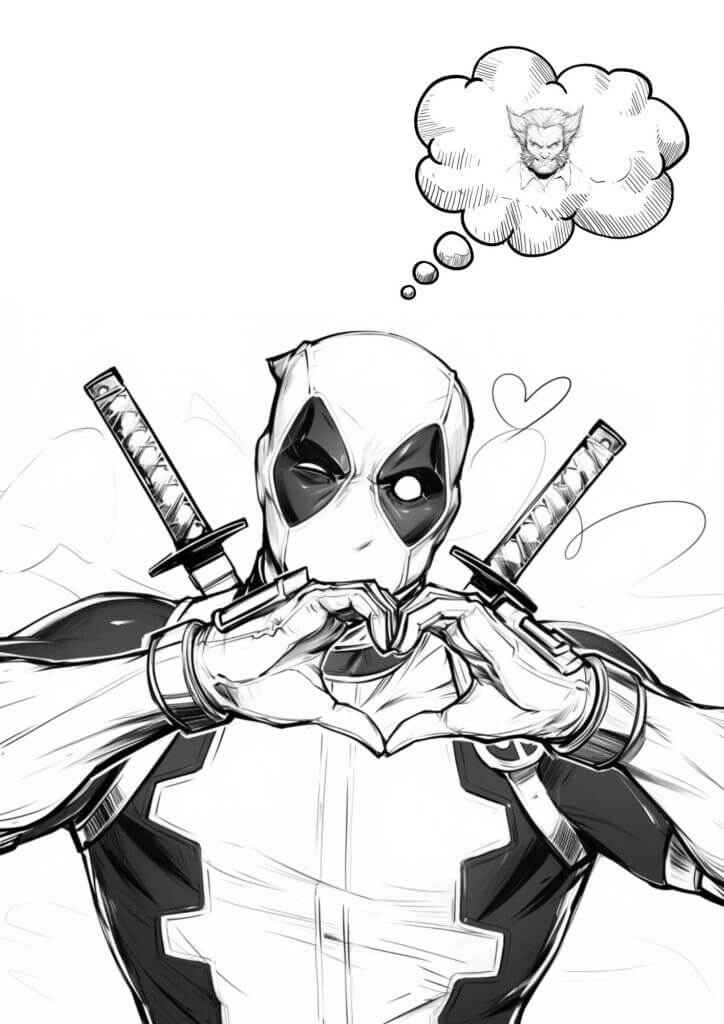 Desenho de Deadpool Desenho Colorir Imprimir 030
