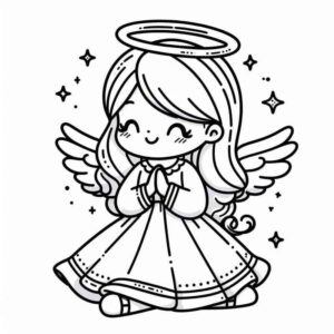 Desenho de Desenho Anjinha Ajoelhada Para Colorir
