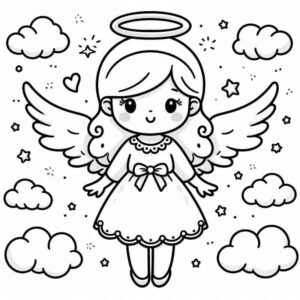 Desenho de Desenho Anjo Infantil Nuvens