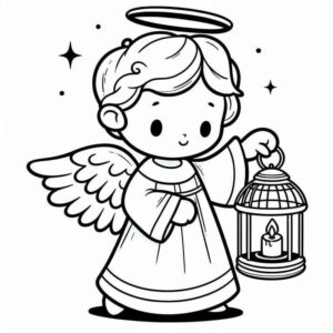 Desenho de Desenho Anjos Infantis Com Lanterna