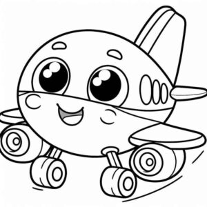 Desenho de Desenho Aviao Cartoon Amigavel