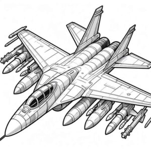 Desenho de Desenho Aviao Combate Detalhado