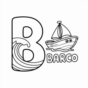 Desenho de Desenho Barco Letra B Para Colorir