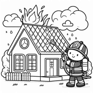 Desenho de Desenho Bombeiro Apagando Incendio