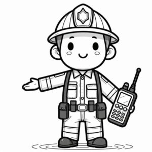 Desenho de Desenho Bombeiro Cartoon Infantil Para Colorir