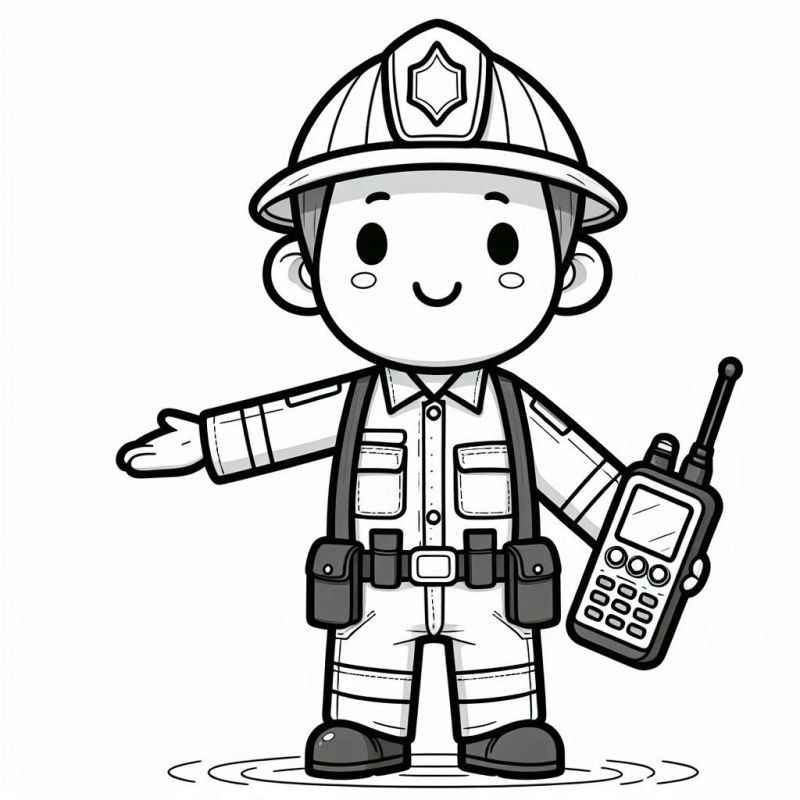 Desenho de Desenho Bombeiro Cartoon Infantil Para Colorir