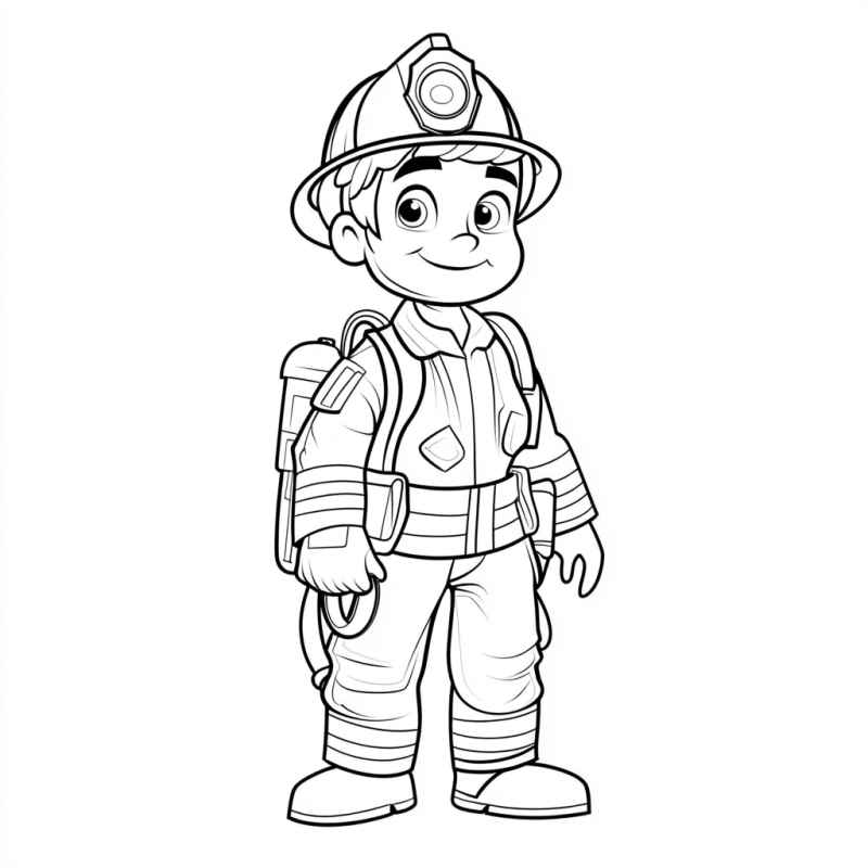 Desenho de Desenho Bombeiro Equipamento Completo