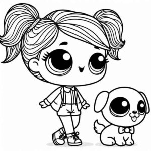 Desenho de Desenho Boneca Lol Com Cachorro