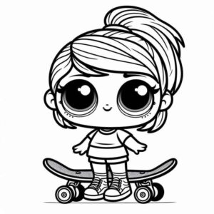 Desenho de Desenho Boneca Lol No Skate Para Colorir