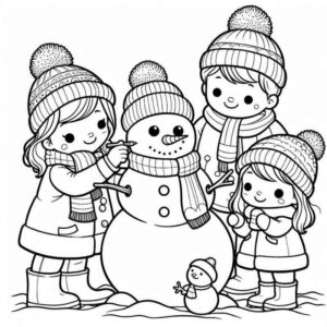Desenho de Desenho Boneco Neve Familia Inverno