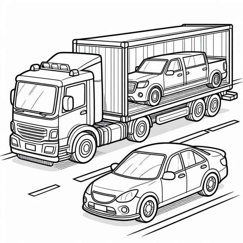 Desenho de Desenho Caminhao Cegonha Para Colorir