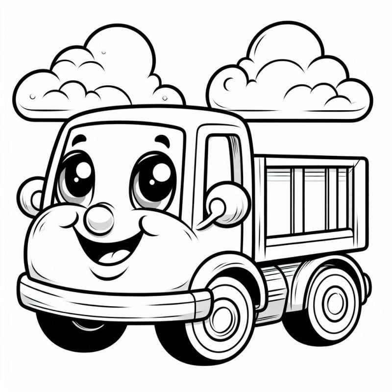 Desenho de Desenho Caminhao Infantil Sorridente