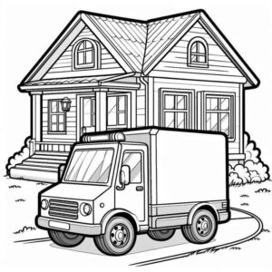 Desenho de Desenho Casa Classica Caminhao Entrega