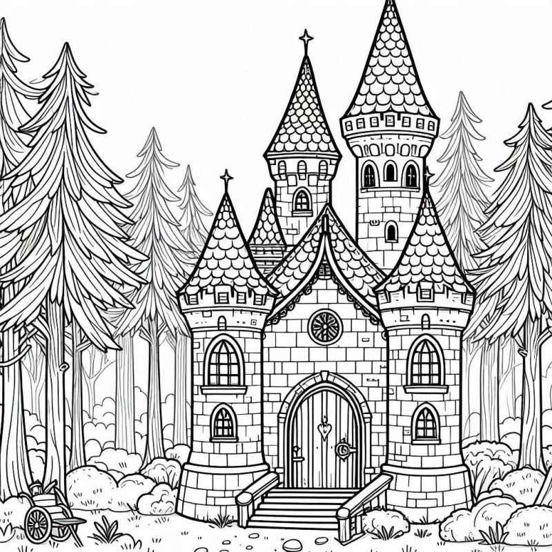 Desenho de Desenho Castelo Floresta