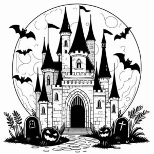 Desenho de Desenho Castelo Mal Assombrado Halloween