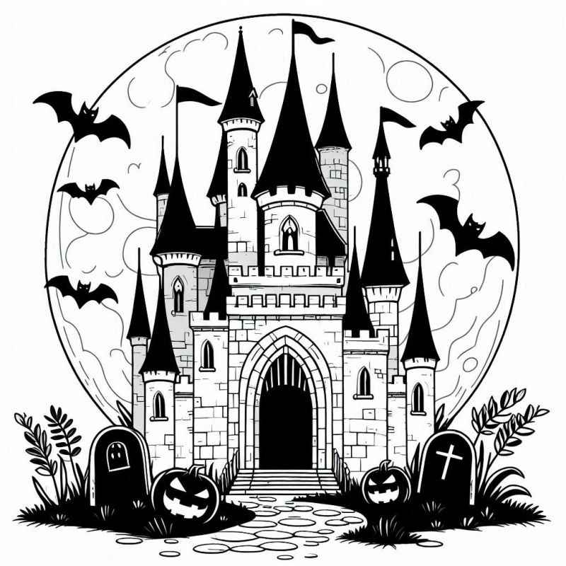Desenho de Desenho Castelo Mal Assombrado Halloween