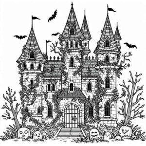 Desenho de Desenho Castelo Medieval Gotico