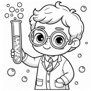 Desenho de Desenho Cientista Crianca Colorir