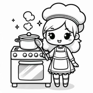 Desenho de Desenho Cozinheira Colorir