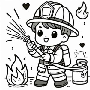 Desenho de Desenho Crianca Bombeiro Fofo