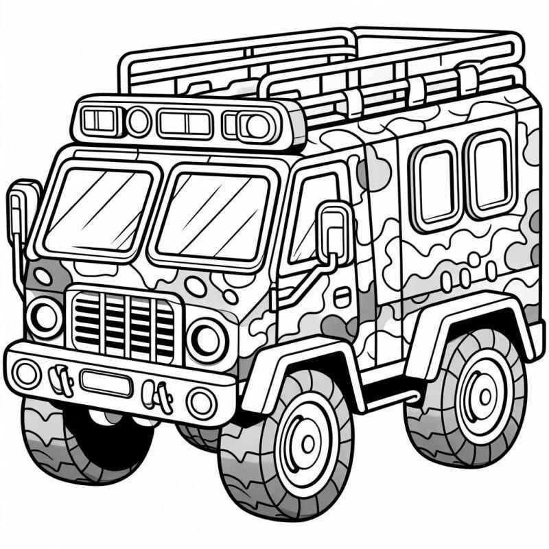 Desenho de Desenho Detalhado Caminhao Militar Exploracao