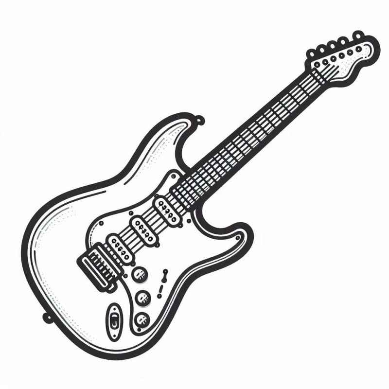 Desenho de Desenho Detalhado Guitarra Eletrica