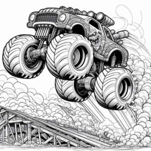 Desenho de Desenho Detalhado Monster Truck Acao