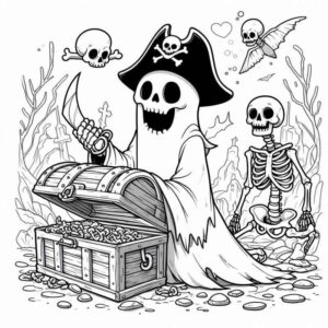 Desenho de Desenho Fantasma Pirata Cemiterio