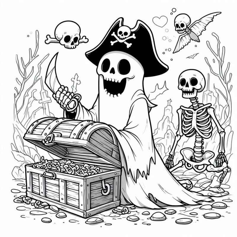 Desenho de Desenho Fantasma Pirata Cemiterio