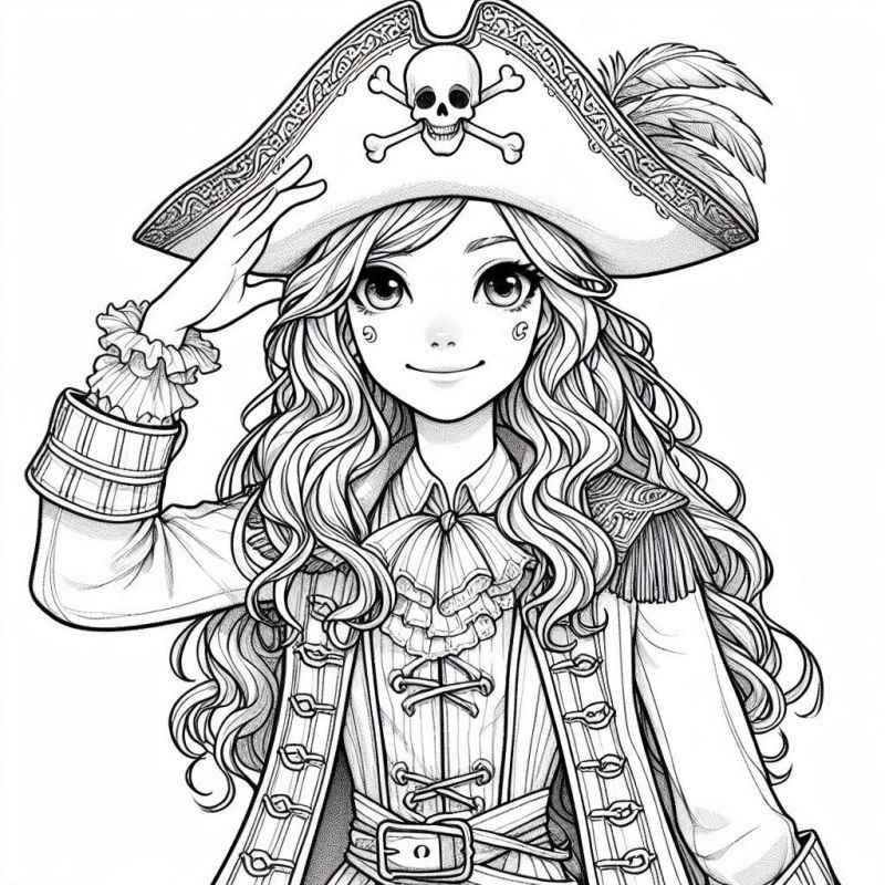 Desenho de Desenho Feminino Pirata