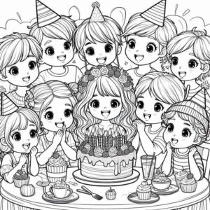 Desenho de Desenho Festa Aniversario Detalhada