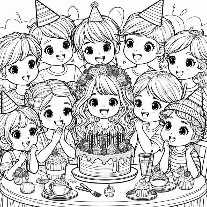 Desenho de Desenho Festa Aniversario Detalhada