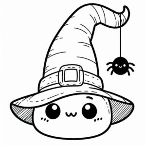 Desenho de Desenho Fofo Bruxa Kawaii Halloween