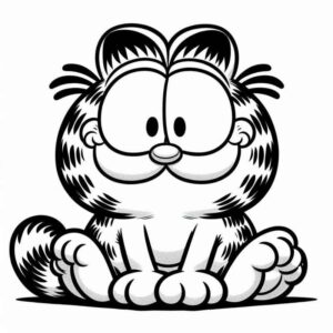 Desenho de Desenho Garfield Sereno Sentado Para Colorir